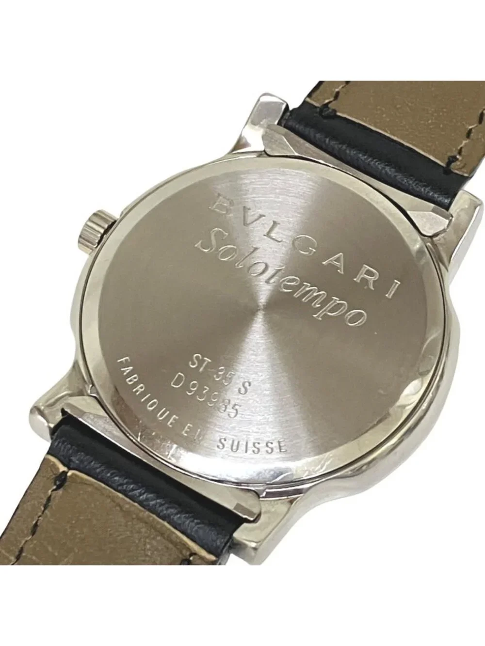 Bvlgari Solo Tempo Watch SS Leather Quartz Silver Dial